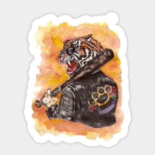 Cool daring brutal tiger print made in graphics and watercolor Sticker